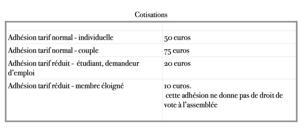 types de cotisation pour adhérer à l'association LGDM